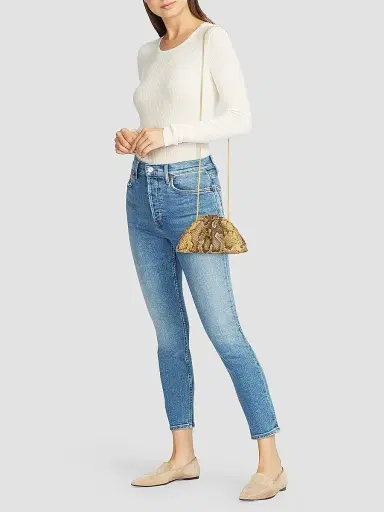 Bottega Veneta Women's Small The Pouch Python-Embossed Leather Clutch | Thumbnail 2 Bottega Veneta Women's Small The Pouch Python-Embossed Leather Clutch | Thumbnail 2