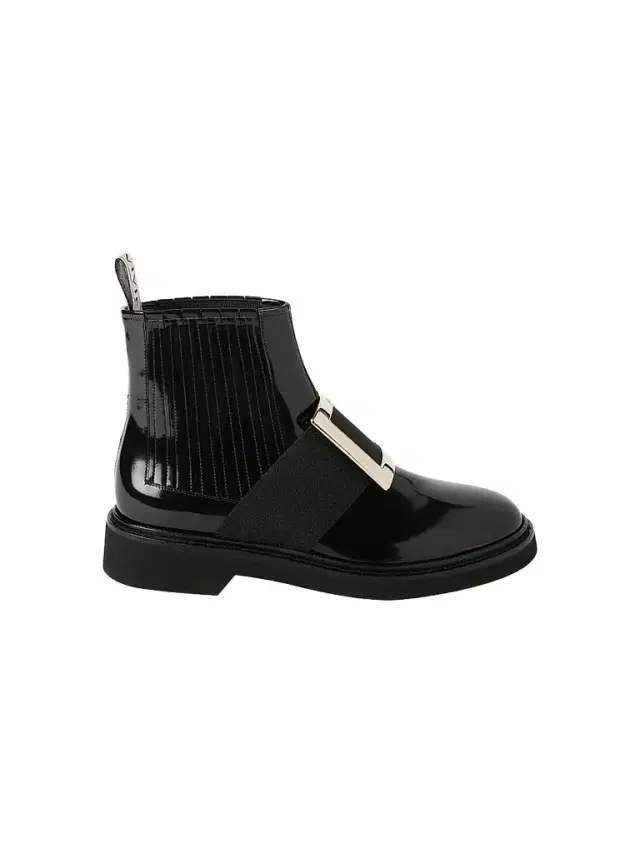 Roger Vivier Women's Viv Rangers Patent Leather Chelsea Boots - Black