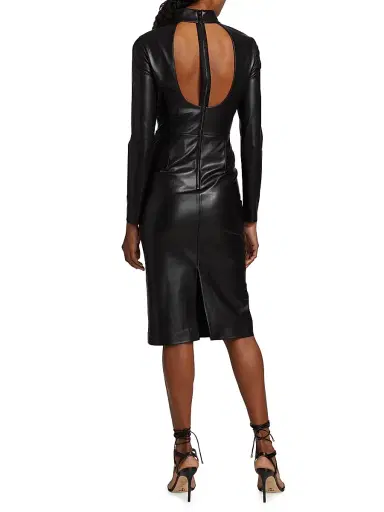 ALICE + OLIVIA Women's Delora Faux Leather Sheath Dress - Black | Thumbnail 5