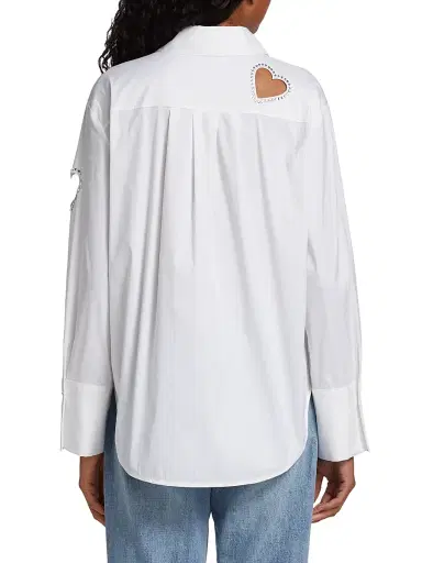 ALICE + OLIVIA Women's Finley Crystal-Embellished Heart Cut Out Shirt - Ecru | Thumbnail 5