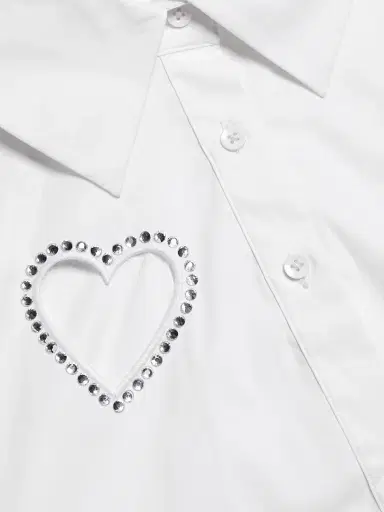 ALICE + OLIVIA Women's Finley Crystal-Embellished Heart Cut Out Shirt - Ecru | Thumbnail 7