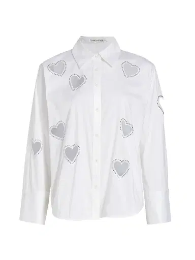 ALICE + OLIVIA Women's Finley Crystal-Embellished Heart Cut Out Shirt - Ecru | Thumbnail 1