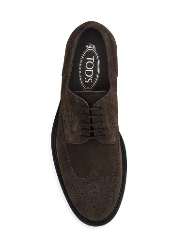 Tod's Men's Perforated Suede Derbys - Dark Brown | Thumbnail 3 Tod's Men's Perforated Suede Derbys - Dark Brown | Thumbnail 3