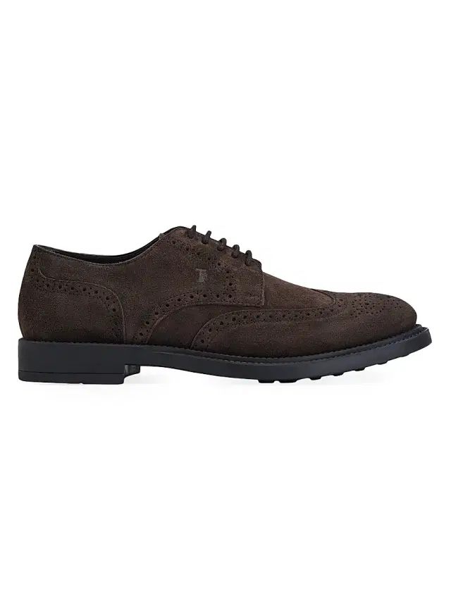 Men's Perforated Suede Derbys - Dark Brown Men's Perforated Suede Derbys - Dark Brown
