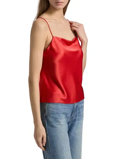 ALICE + OLIVIA Women's Harmon Draped Satin Tank Top - Bright Poppy | Thumbnail 4