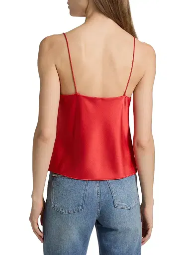 ALICE + OLIVIA Women's Harmon Draped Satin Tank Top - Bright Poppy | Thumbnail 5