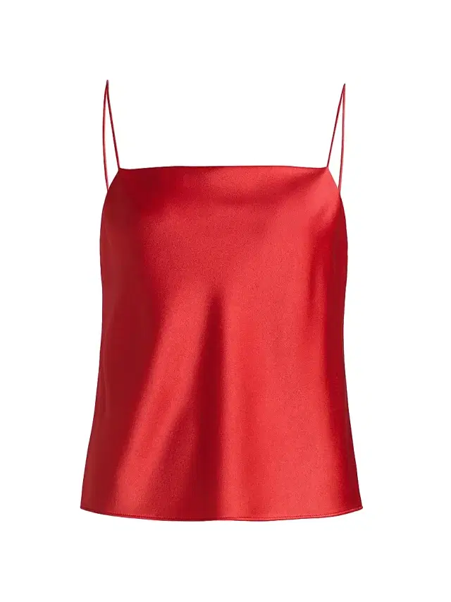 ALICE + OLIVIA Women's Harmon Draped Satin Tank Top - Bright Poppy