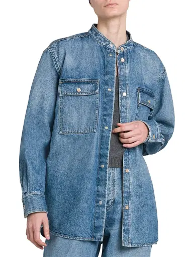 Bottega Veneta Women's Eco Wash Denim Shacket | Thumbnail 3 Bottega Veneta Women's Eco Wash Denim Shacket | Thumbnail 3