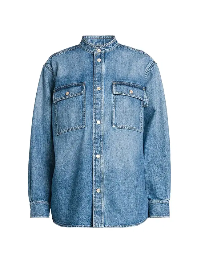 Women's Eco Wash Denim Shacket - Mid Blue