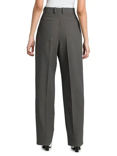 Bottega Veneta Women's Pleated Stretch Wool-Blend Trouser - Grey Melange - Size 8 | Thumbnail 3