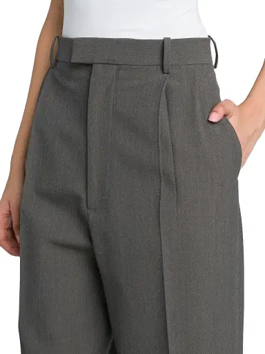 Bottega Veneta Women's Pleated Stretch Wool-Blend Trouser - Grey Melange - Size 8 | Thumbnail 4
