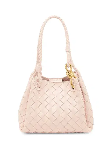 Bottega Veneta Women's Parachute Small Intrecciato Leather Shoulder Bag - Cameo | Thumbnail 1 Bottega Veneta Women's Parachute Small Intrecciato Leather Shoulder Bag - Cameo | Thumbnail 1