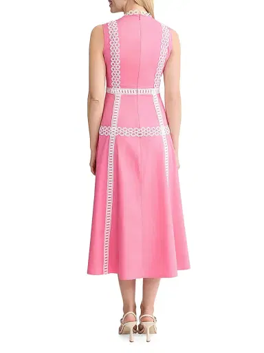 Misook Women's Eyelet-Embroidered Modern-Fit Fit & Flare Maxi Dress - Pink Parfait White - Size XXL | Thumbnail 4