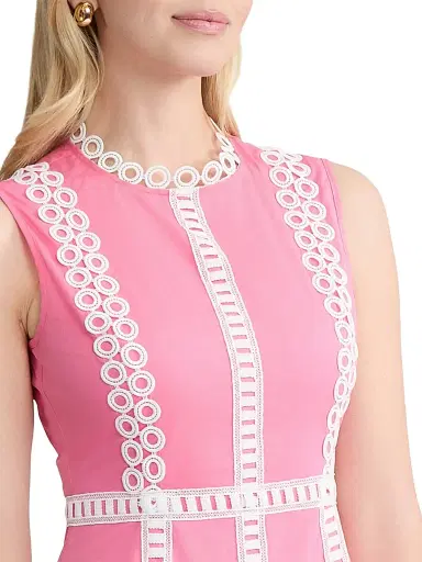 Misook Women's Eyelet-Embroidered Modern-Fit Fit & Flare Maxi Dress - Pink Parfait White - Size XXL | Thumbnail 5