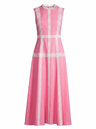 Misook Women's Eyelet-Embroidered Modern-Fit Fit & Flare Maxi Dress - Pink Parfait White - Size XXL | Thumbnail 1