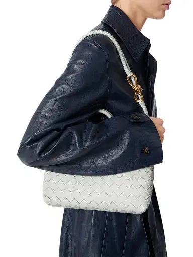 Bottega Veneta Women's Andiamo Small Intrecciato Leather Top-Handle Bag - Hoarfrost | Thumbnail 4 Bottega Veneta Women's Andiamo Small Intrecciato Leather Top-Handle Bag - Hoarfrost | Thumbnail 4