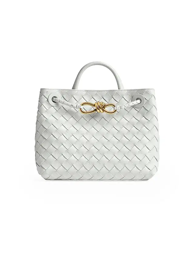 Bottega Veneta Women's Andiamo  Intrecciato Leather Top-Handle Bag - Hoarfrost