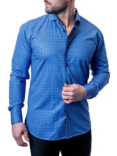 Maceoo Men's Einstein Stretch Asterisk Shirt - Blue | Thumbnail 2