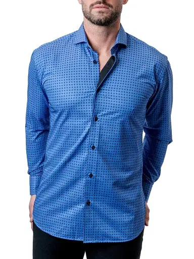 Maceoo Men's Einstein Stretch Asterisk Shirt - Blue | Thumbnail 3