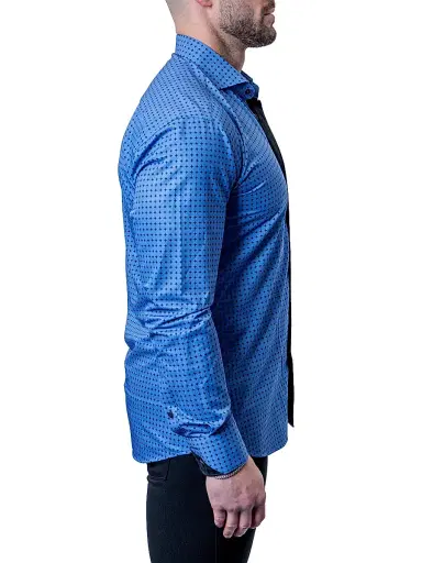 Maceoo Men's Einstein Stretch Asterisk Shirt - Blue | Thumbnail 4