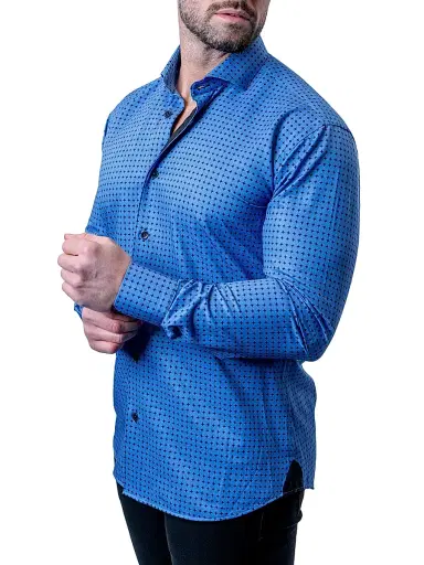 Maceoo Men's Einstein Stretch Asterisk Shirt - Blue | Thumbnail 5