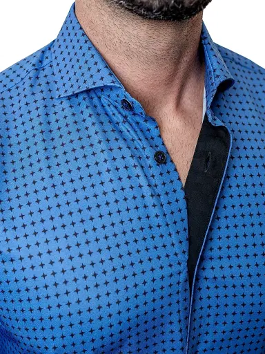 Maceoo Men's Einstein Stretch Asterisk Shirt - Blue | Thumbnail 8