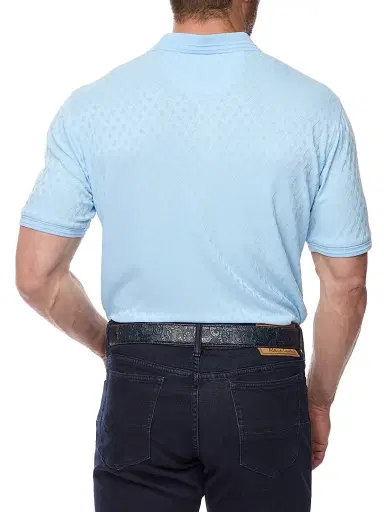 Robert Graham Men's Elias Knit Polo Shirt - Light Blue - Size XL | Thumbnail 3