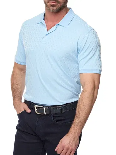 Robert Graham Men's Elias Knit Polo Shirt - Light Blue - Size XL | Thumbnail 1