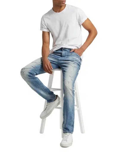 RTA Men's Bryant Distressed Slim-Fit Jeans - Light Wash Distressed | Thumbnail 2 RTA Men's Bryant Distressed Slim-Fit Jeans - Light Wash Distressed | Thumbnail 2