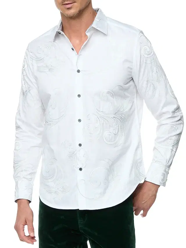 Men's Simply Grand Embroidered Cotton Shirt - White