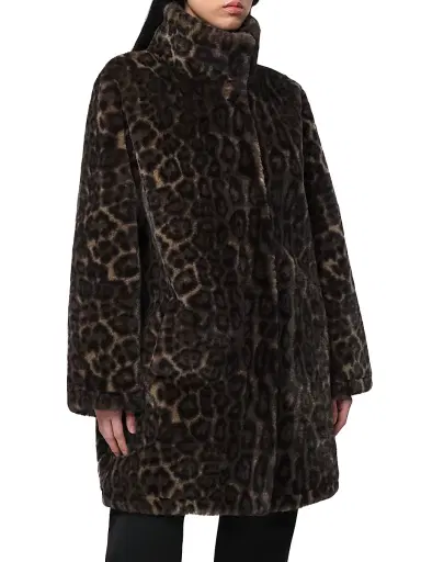 Apparis Women's Blair Leopard Faux Fur Coat - Dark Leopard - Size XL | Thumbnail 4