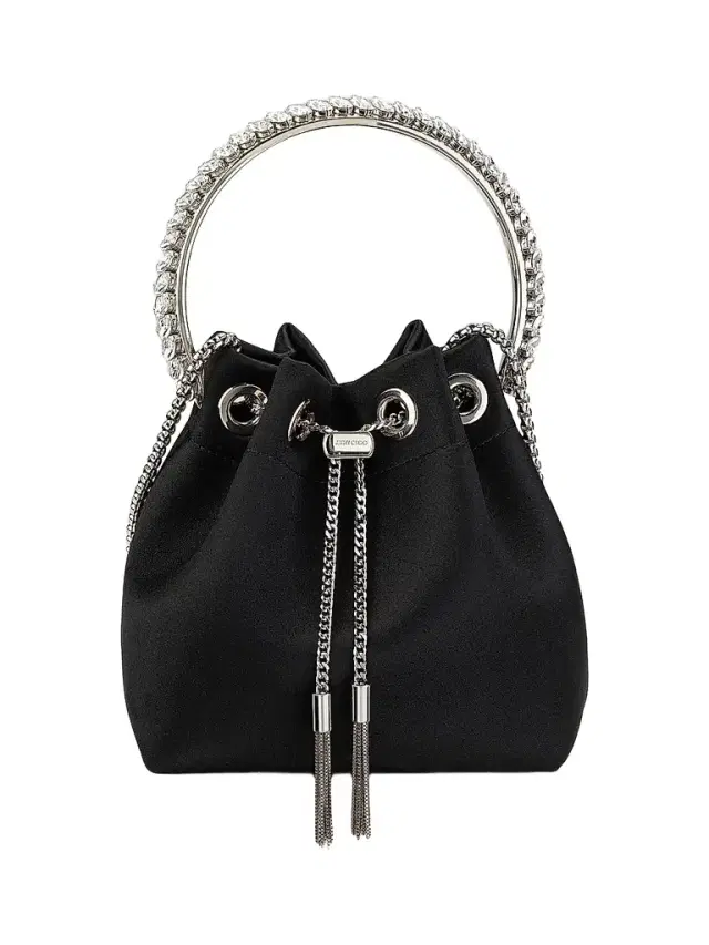 Jimmy Choo Women's Bon Bon Crystal-Handle Satin Mini Bag - Black Crystal