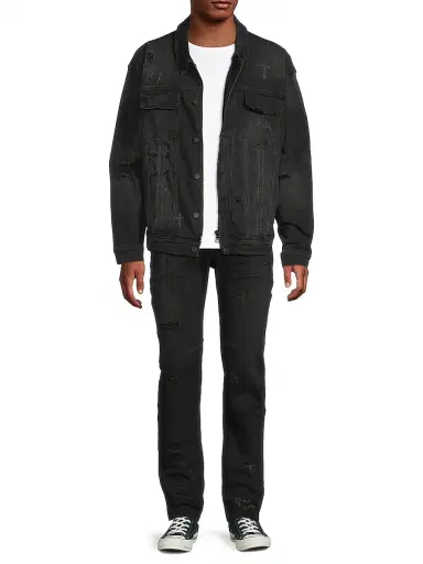 RTA Men's Crosses Distressed Jeans - Charcoal Crosses Distressed | Thumbnail 2 RTA Men's Crosses Distressed Jeans - Charcoal Crosses Distressed | Thumbnail 2