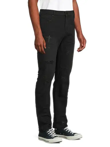 RTA Men's Crosses Distressed Jeans - Charcoal Crosses Distressed | Thumbnail 4 RTA Men's Crosses Distressed Jeans - Charcoal Crosses Distressed | Thumbnail 4