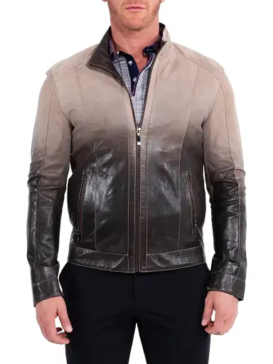 Maceoo Men's Leather Degrade Jacket - Brown | Thumbnail 2 Maceoo Men's Leather Degrade Jacket - Brown | Thumbnail 2