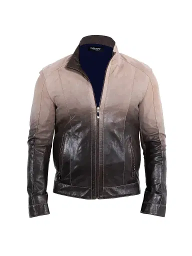 Maceoo Men's Leather Degrade Jacket - Brown | Thumbnail 1 Maceoo Men's Leather Degrade Jacket - Brown | Thumbnail 1
