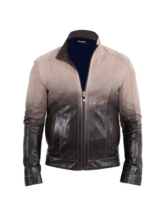 Maceoo Men's Leather Degrade Jacket - Brown
