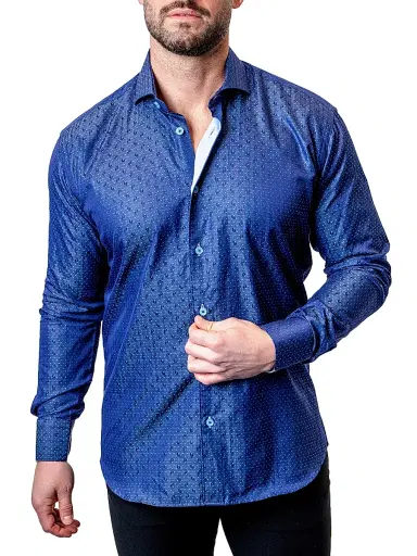 Maceoo Men's Einstein Dot Paisley Shirt - Blue | Thumbnail 3 Maceoo Men's Einstein Dot Paisley Shirt - Blue | Thumbnail 3