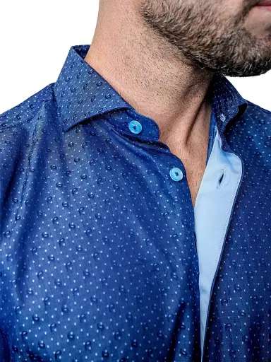 Maceoo Men's Einstein Dot Paisley Shirt - Blue | Thumbnail 7 Maceoo Men's Einstein Dot Paisley Shirt - Blue | Thumbnail 7