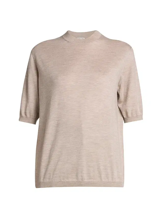 Women's Short-Sleeve Cashmere Sweater - Riverbed - Size Large