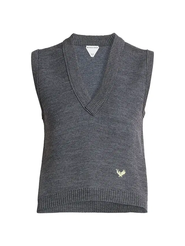 Women's Logo Wool Sweater Vest - Thunder