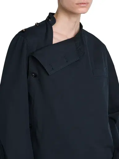 Bottega Veneta Women's Button-Collar Cotton Shirt - Midnight Blue | Thumbnail 6