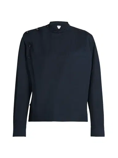 Bottega Veneta Women's Button-Collar Cotton Shirt - Midnight Blue | Thumbnail 1