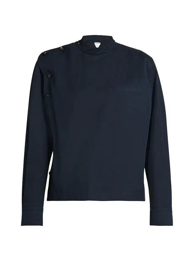 Women's Button-Collar Cotton Shirt - Midnight Blue