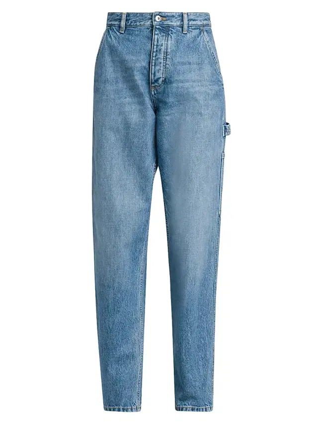 Bottega Veneta Women's Vintage Straight-Leg Cargo Jeans - Mid Blue