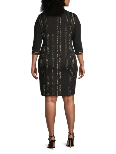 Ming Wang Women's Knit Metallic Mock Turtleneck Dress | Thumbnail 5 Ming Wang Women's Knit Metallic Mock Turtleneck Dress | Thumbnail 5