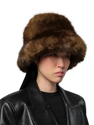 Apparis Women's Gilly Faux-Mink Bucket Hat - Mink | Thumbnail 3 Apparis Women's Gilly Faux-Mink Bucket Hat - Mink | Thumbnail 3