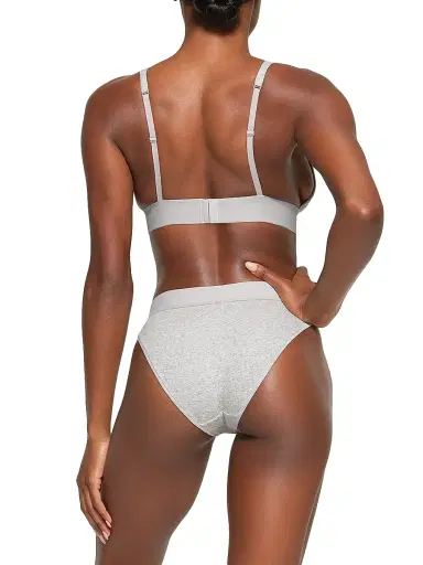 Skims Women's Cotton Rib Plunge Bralette - Light Heather Grey - Size XXXXL | Thumbnail 5