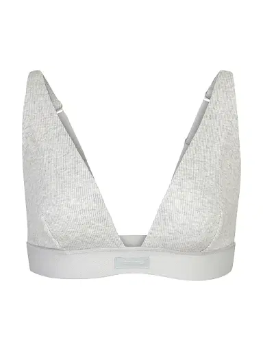 Skims Women's Cotton Rib Plunge Bralette - Light Heather Grey - Size XXXXL | Thumbnail 1
