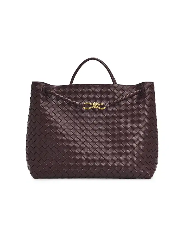 Bottega Veneta Women's  Andiamo Intrecciato Leather Top-Handle Bag - Barolo